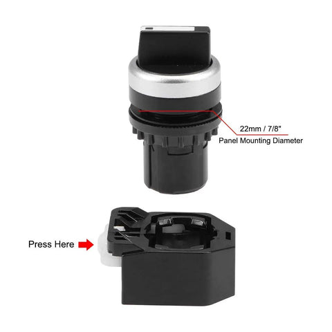 Three Position Rotary Selector Switch With Self Locking Two Normally Open Contacts 660V AC 10A Rating 22mm Panel Mount components