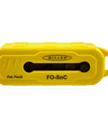 Front view of FO SNC Fiber Optic Strip And Cut Tool Portable with yellow casing for tech pros, electricians, installers.