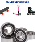 608 2RS ball bearings set, steel with rubber seals, 8x22x7mm; compatible with skateboard, scooter, inline skate