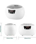 Top Rated Ultrasonic Cleaner Bath With Digital Timer For Sparkling Jewelry Glasses Watches Manicure Tools Dental Brushes, compact white design.