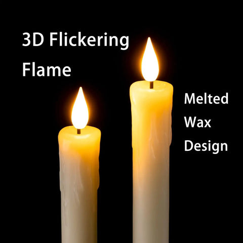 Close-up of 2 Pack Flameless Taper Candles With Remote And Timer, 9.6 Inch Ivory LED Battery Operated Wax Style Candles, Dripless Window Candles