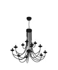 Farmhouse Twelve Light Candle Chandelier Black Wrought Iron Pendant Light 2 Tier Rustic Industrial Ceiling Fixture