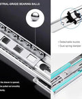 Heavy Duty Drawer Slides Featuring Full Extension Locking Runners With Bulletproof Ball Bearing Tracks And Zero Fuss Side Mount Rails showing industrial-grade bearing balls.