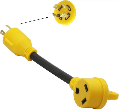 30 Amp RV Power Adapter Cord With 4 Prong Locking Plug NEMA L14 30P To TT 30R RV Extension For Generator To Camper 12 Inch