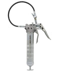 LockNLube grease gun with dual-mode pistol-grip, 20-inch hose, and inline swivel.