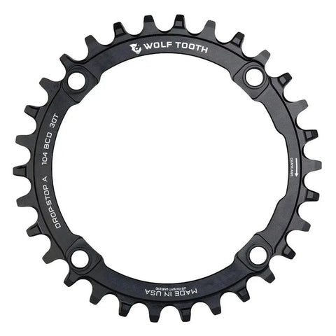 104 BCD 36 Tooth Mountain Bike Chainring For Shimano 12 Speed Hyperglide Plus Drop Stop ST Wide Narrow Spider Mount Beefy Aluminum 7075 T6 Made In USA For MTB
