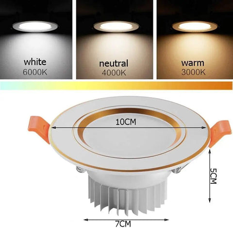 iumLeap Recessed Lighting Housing Trim Kits Indoor Spotlight, 10CM diameter, warm light option, LED ceiling downlight.