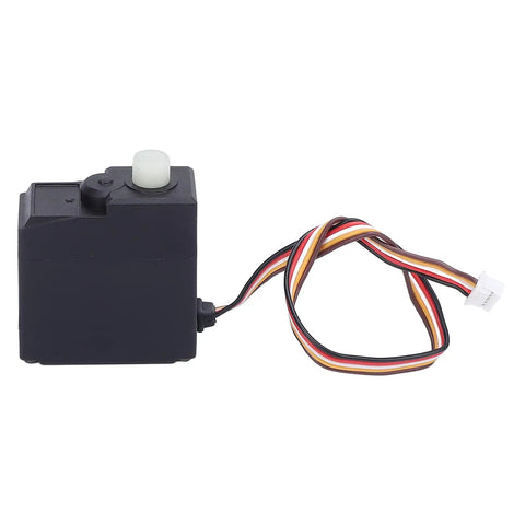 Plug And Play RC Steering Servo Motor 17 Grams compatible with Traxxas 16101 16102 16103 16201 shown from the side with multi-colored wire.