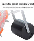 Close-up of the upgraded pressing wheel on a Handheld Garden Seeder For Corn And Soybeans With Auto Seed Replenishment Precision Planter