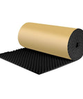 Badass Self Stick Soundproof Foam Rolls With Tough Egg Crate Design For Quiet Home Studios And Garage Setups Flame Retardant Acoustic Wall Panels Black One Meter By Ten Meters Two Centimeters Thick Heavy Duty Noise Blocking Foam Sheets showing a roll with textured surface.