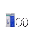 CR50005 Bagged Upright Vacuum Belts Replacement Pack Of 2 For Upright Vacuum Cleaners Fits CR50005 Durable AR20060 Part Easy Install And Quick Snap In Keeps Your Carpet Care Routine Rolling Smoothly. Two black vacuum belts beside packaged replacement set.