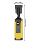 Black and yellow device with scraper head, dimensions 16.8cm x 3.7cm, for use in DIY Floor Repair Wax Kit For Hardwood Floors Laminate And Wood Furniture With 11 Color Wood Filler Sticks To Hide Scratches Cracks And Holes On Doors Cabinets And More