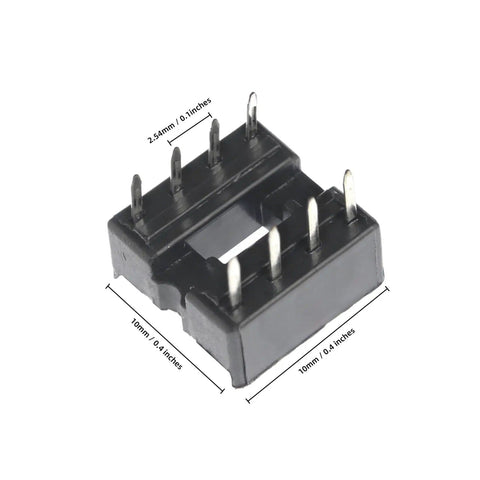 Ten Pack 8P DIP IC Socket Adapter With 2.54mm Pitch Dual Row Solder Type IC Chip Socket For Prototyping And Repairs, Includes 10 Pieces
