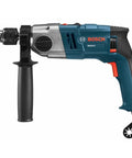 Side view of Two Speed Hammer Drill With 8.5 Amp Motor, Auxiliary Handle With Built-In Depth Gauge, And Slip Clutch
