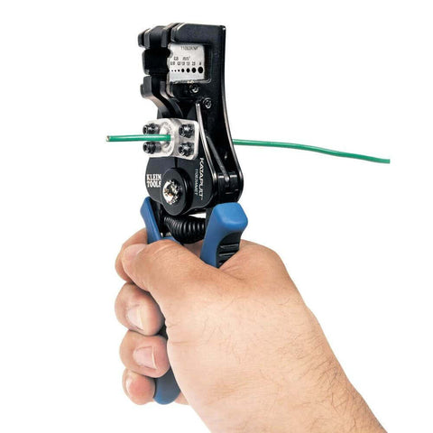 Heavy Duty Automatic Wire Cutter And Stripper For 8 To 20 AWG Solid And 10 To 22 AWG Stranded Wire in use stripping wire.