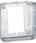 Heavy Duty Four Inch Square Electrical Box Extender One Point Five Inches Deep For Switch Boxes angled view with knockouts