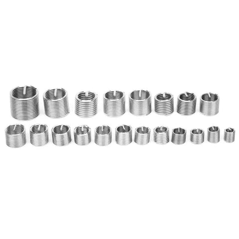 Stainless Steel Thread Repair Kit With M6 To M18 Inserts For Stripped Threads Quick DIY Fix For Bolt Holes displayed on white background