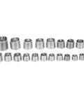 Thread Repair Insert Kit With Stainless Steel Inserts, 120 Pcs M6 To M18, arranged in size order on white background