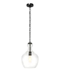 11 Inch Mid Century Modern Pendant Light With Clear Glass Dome Shade And 6 Foot Adjustable Cord For Kitchen Islands, Dining Rooms Or Game Rooms In Blackened Bronze Super Sleek