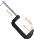 Beefy Six Inch C Clamp Set With Two And Five Eighths Inch Throat Depth Heavy Duty Steel C Clamps For Woodworking Welding And Building Projects With Non Slip Floating Jaw Pads 2 Pack showing dimensions