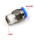 8mm To 1 Fourth Inch NPT Push To Connect Pneumatic Air Fittings For 3D Printer Quick Connect Hose Fittings 5 Pack 8mm Tubing OD