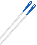 Extra Long Drain Cleaning Brush Two Pack Kicks Stubborn Hair And Grease Buildup Straight To The Curb For Sinks Tub Showers Plus Bathroom Drains To Get Your Plumbing Flowing Smoothly Again, featuring two 23.6-inch white brushes with blue grips.