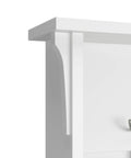 Close-up of the corner and hook detail on Salinas Hall Tree With Shoe Storage Bench In Shiplap Gray And Pure White Workhorse All In One Entryway Organizer