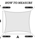 Diagram showing measurement guide for Beefed Up Heavy Duty Beige 12 Foot By 16 Foot Sun Shade Sail Canopy with Reinforced Corners and Edges