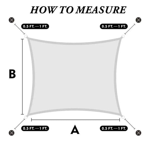 Diagram showing measurement guide for Beefed Up Heavy Duty Beige 12 Foot By 16 Foot Sun Shade Sail Canopy with Reinforced Corners and Edges