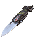 Rugged Folding Knife With Satin Finish Stainless Steel Drop Point Blade, Green Bomb Aluminum Handle With Pocket Clip, Liner Lock