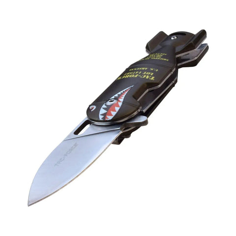 Rugged Folding Knife With Satin Finish Stainless Steel Drop Point Blade, Green Bomb Aluminum Handle With Pocket Clip, Liner Lock
