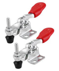 Heavy Duty Toggle Clamps With Antislip Rubber Tip For 60 Lb Holding Capacity Vertical Removal Tool In Galvanized Carbon Steel Build, red handle