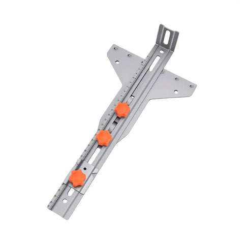 Killer Precision Adjustable Router Circle Cutting Jig With Heavy Duty Stainless Frame Dead Center Radius Control with orange adjustment knobs.