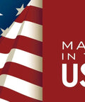American flag with text 'Made in the USA' on a red background