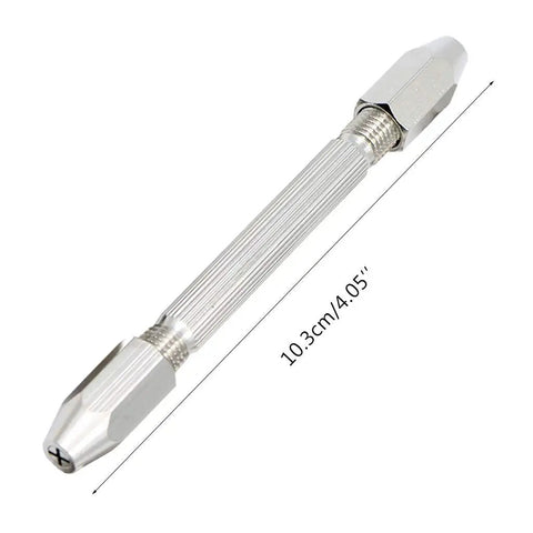 Double End Pin Vise Drill Tool 0-3.1mm Manual Gimlet Hand Drill For Precision Clock Repair Jewelry Making And Small Hobby Projects With Reversible Holders Multipurpose, 10.3 cm silver steel
