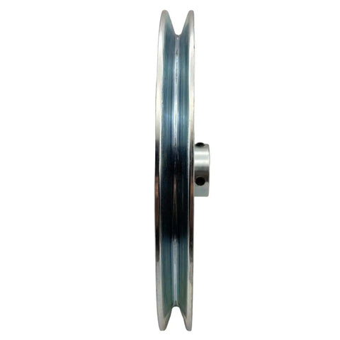 Side view of 10 Inch Single Groove V Belt Pulley Three Quarter Inch Bore Carbon Steel Zinc Plated Motor Drive Pulley For A B 5L 4L V Belts