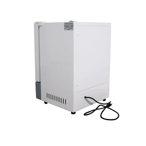 Heavy Duty 600W 110V Stainless Steel Forced Air Convection Drying Oven rear view with power cord for lab work.