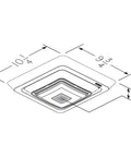 Blueprint dimensions of Bluetooth Speaker Grille Cover For Bathroom Exhaust Fans With LED Light, Quick Five Minute Install