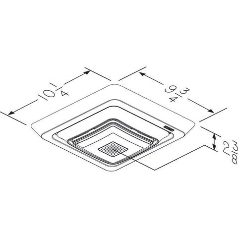 Blueprint dimensions of Bluetooth Speaker Grille Cover For Bathroom Exhaust Fans With LED Light, Quick Five Minute Install