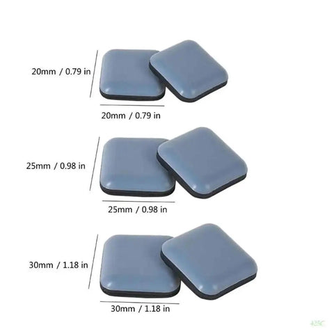 No Sweat Abs Furniture Glide Pads With Strong Peel Tape Floor Guard Mats in various sizes for protecting hardwood floors.