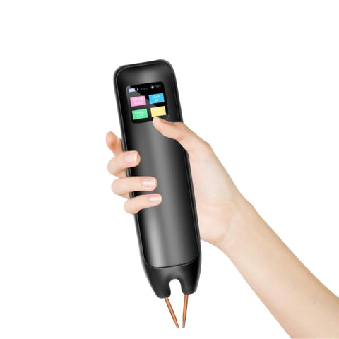 Hand holding a Go To Portable DIY Spot Weld Gun Handheld Welder With 99 Amps Adjustable Output And Digital Display Auto Trigger