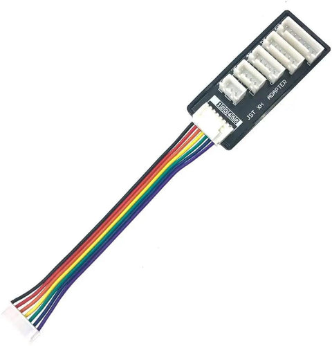 Rad 4Pcs JST XH Balance Board Set For 2S To 6S Lipo Packs showing multi-cell adapter with rainbow wires for RC charging.