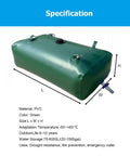 Foldable Portable Water Storage Bladder Tank 946L 250 Gallon Large Capacity green PVC tank with size specifications