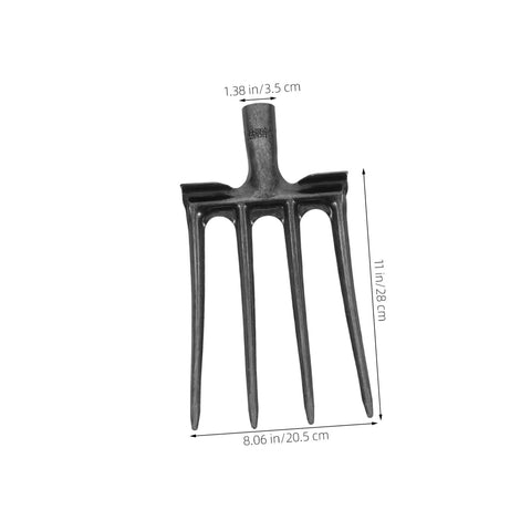 Beefy Heavy Duty Four Prong Steel Pitch Fork Head for Garden Digging and Soil Loosening Aeration and Ground Prep Durable Rake Attachment