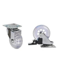 Pack Of 4 3 Inch PU Transparent Crystal Wheel Casters With Brakes For Furniture And Cabinets, swivel rollers with brake mechanism