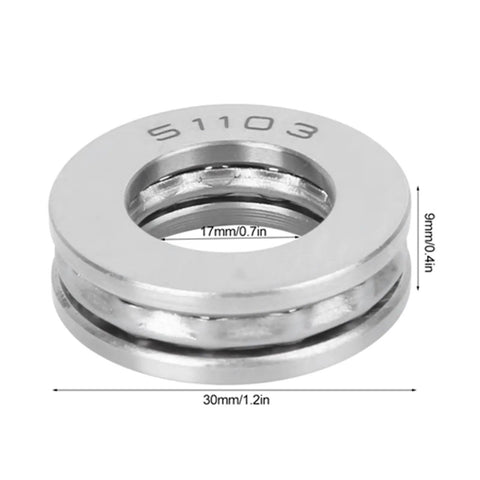 Low Noise High Speed Plane Axial Ball Thrust Bearing 51103 5 Pack With Bearing Steel Construction For Heavy Duty Industrial Machinery Maintenance And Equipment Upkeep, 30mm