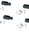 Throttle Rod Clevis Kit With 6061 Billet Aluminum Black Anodized Finish For Go Kart Racing 1/4-28 Threaded, 4-pack with pins.