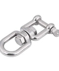 Close-up of Heavy Duty 304 Stainless Steel Swivel Circle Snap Rolling Shackle 10mm Size for truck hauling and cargo security.