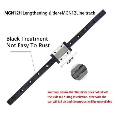 MGN12H Linear Guide Rail Kit 3.0 Upgrade For Ender 3 Series 3D Printers Pro And V2 with black treated rail and steel carriage
