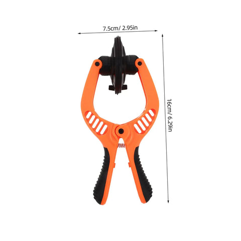 Phone Screen Repair Kit With Suction Cup Pliers For Quick Screen Opening, durable orange and black pliers, size dimensions shown.